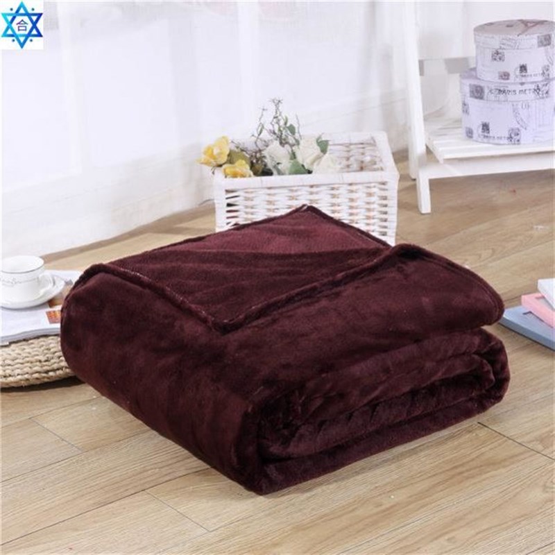 Solid Color Flannel Coral Fleece Blanket SuQper Soft Plaid