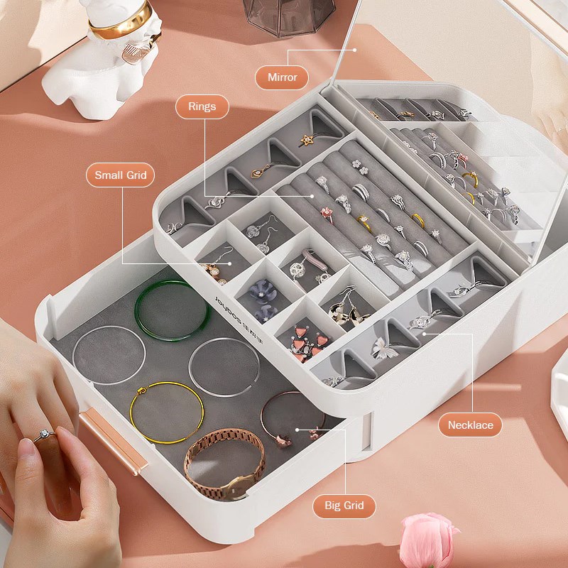 Joybos Portable Travel Jewelry OrDganizer Case with Mirror P