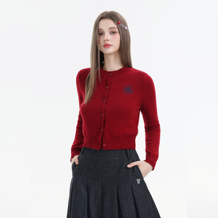 Mardi韩系轻奢刺绣针织羊毛开衫25秋季新款时尚减龄休闲毛衣外套