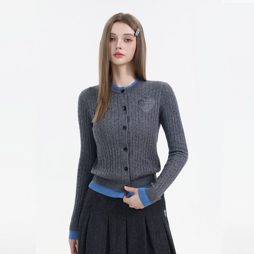 Mardi韩系学院风羊毛针织开衫