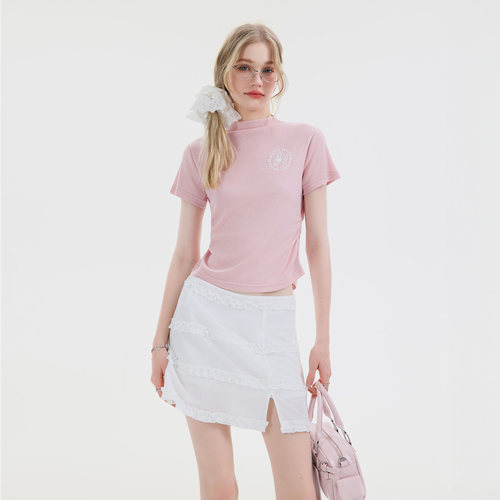 Mardi时尚百搭印花圆领针织短袖