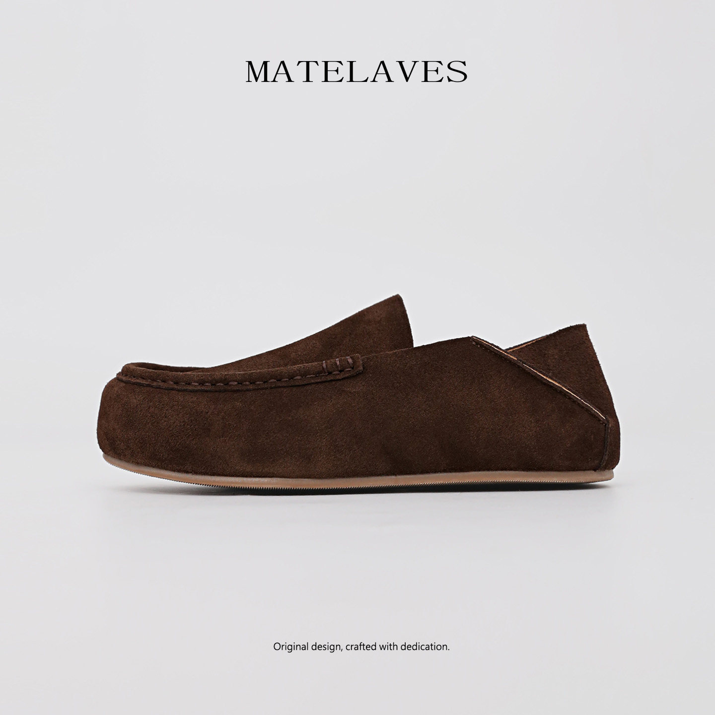 MATELAVES 老钱风麂皮乐福鞋男一脚蹬复古反绒内增高透气懒人鞋子