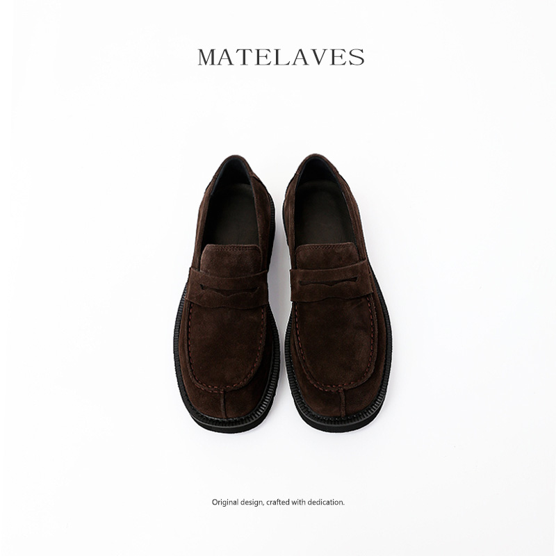 老钱风乐福鞋男复古一脚蹬德比鞋