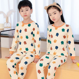 纯棉女童宝L宝打底男童薄款 全棉线衣线裤 内衣睡 套装 儿童秋衣秋裤