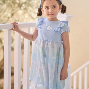 夏季 潮 女童飞肩网纱公主裙中小童卡K通超仙宝宝洋派洋装