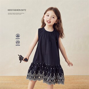 气质背心裙洋气小女孩刺绣裙子 宝宝薄款 女童连衣裙2g025夏季 新款