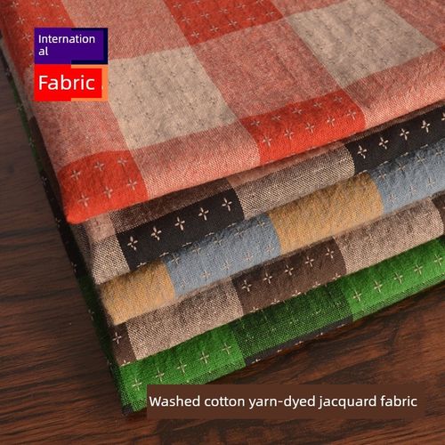 纯棉格纹面料纯棉连衣裙裙子衣服台布家装手工DIZY色织面料