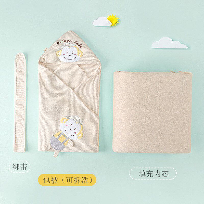 母婴用品厂家货源宝宝彩棉抱被新生儿抱毯卡通纯棉防踢被襁褓包被