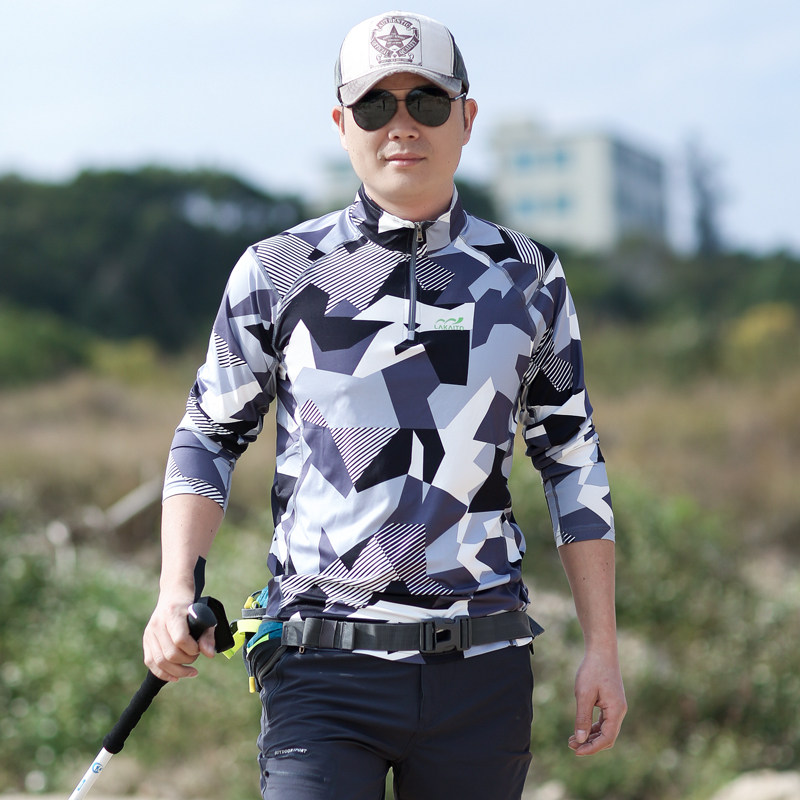 户外速干衣男长袖迷彩T恤吸汗透气大码运动登山徒步Y快干衣薄夏季