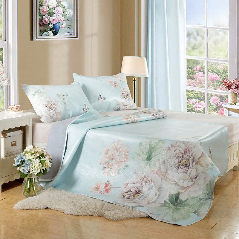 整张无拼接头层水牛皮凉席1.5m床真皮1.8米彩绘牛皮席三件套软席