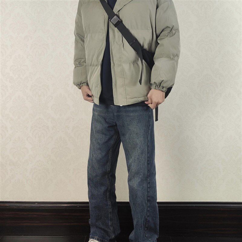 韩版潮牌男装冬季套装男士立领棉服棉衣加厚外套一套搭配牛仔裤男