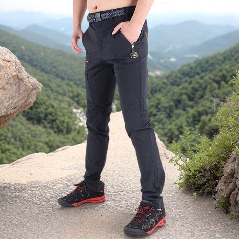 春秋速干裤男士修身户外徒步登山裤防风修身弹力快干长裤透气耐磨