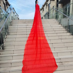 5米红色丝巾女春秋百搭薄款 超大纱巾 披肩沙滩巾围巾中年妈妈长款