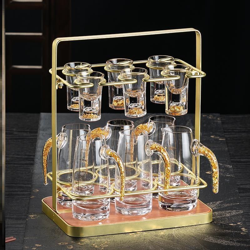 分酒器收纳架白酒杯分酒器杯架家用酒具专用置物架创意竹木制托架