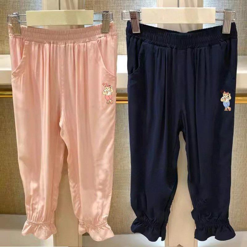 白菜价春夏薄款女孩儿童宝宝收口运动裤束脚九分长防蚊裤验货品质