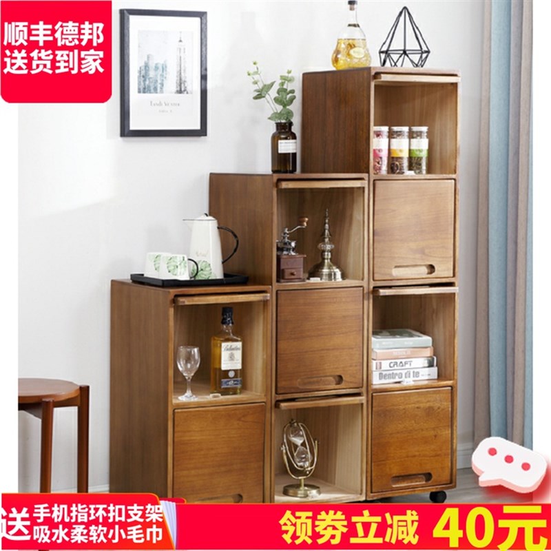 30/35cm宽夹缝五层翻盖收z纳柜抽屉式实木储物柜子窄缝厨房置物架