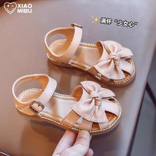 真皮女童鞋子儿童公主凉鞋2023新款夏款夏季大童宝宝女孩小童软底