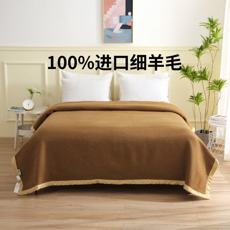 保暖纯羊毛100%铺盖毯全新午睡毯老式毛毯子绒毯高级卧室柔软防风
