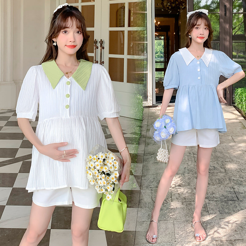 孕妇夏季休闲套装时尚法式撞色方领娃娃衫上衣+托腹短裤两件套夏,孕妇装/孕产妇用品/营养,套装,淘宝优惠券,粉丝福利购,淘宝优惠卷