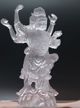 三头六臂哪吒琉璃莲花童子佛像摆件居家客厅摆放供奉用品