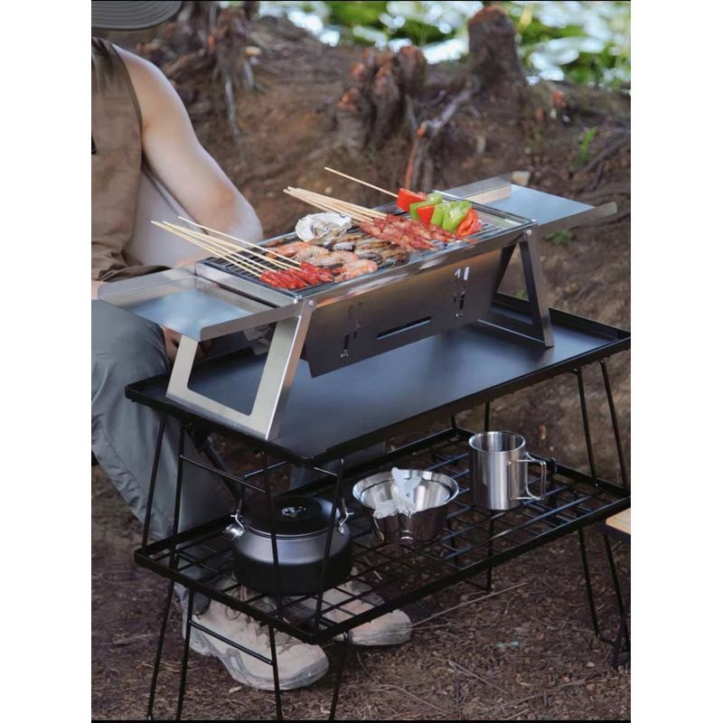 不锈钢露营折叠烧烤炉子家用户外木炭烤串无烟便S携式捷可折叠烤