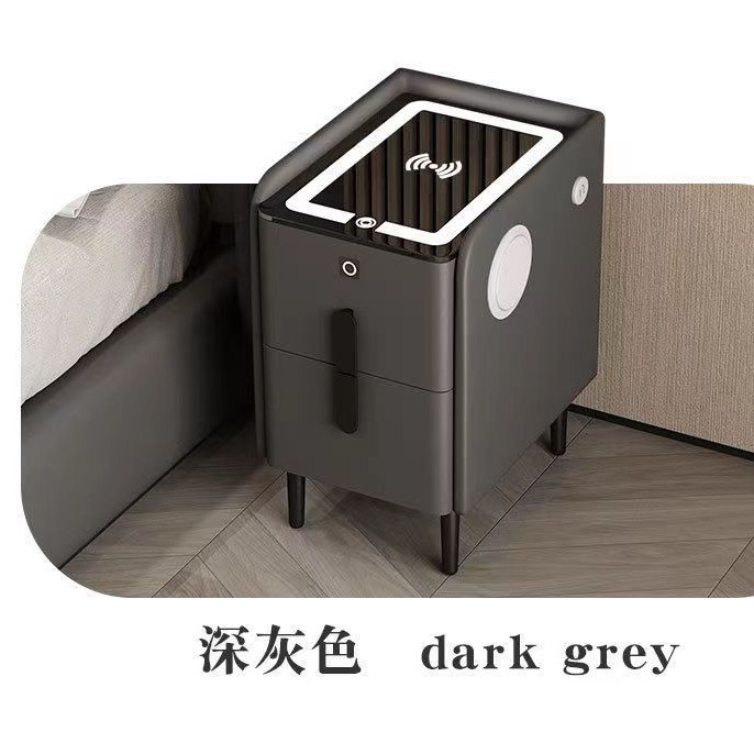 全实木智能床头柜卧室轻奢简约岩板简易多功能小型收纳床尾柜