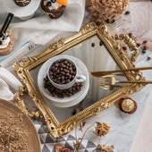 欧式 饰果盘茶水糕点盘小饰品摆拍背景拍照道具 复古镜面盘装