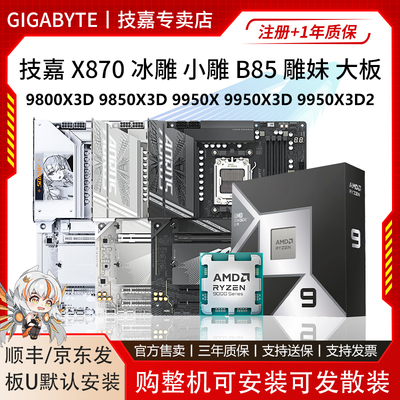技嘉大板B850冰雕X870小雕9800X3D 9900X 9950X 9950X3D主板U套装