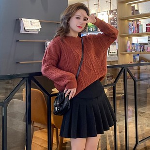 小个子孕妇半身裙外穿毛呢短裙百褶裙秋冬季高腰托腹aZ字裙孕妇装