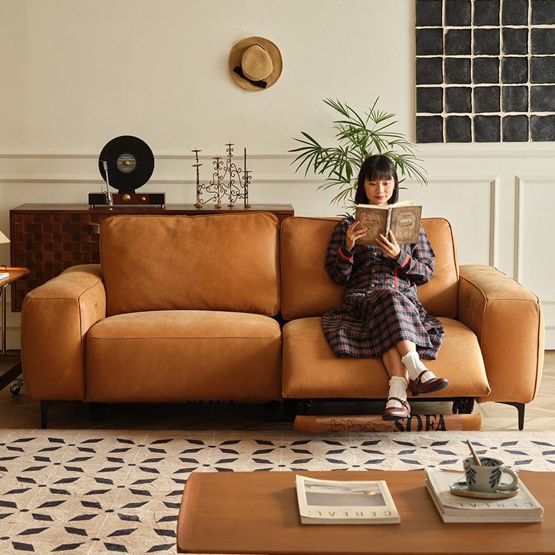 可调节真皮电动沙发客厅轻奢头层牛皮双人位伸缩小户型功能沙发,住宅家具,功能沙发,淘宝优惠券,粉丝福利购,淘宝优惠卷