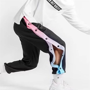 男款2025新款运动裤春秋季篮球训练排扣裤秒脱透气潮流宽松休闲裤