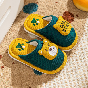儿童拖鞋b亚麻春秋夏四季家居家用男童女童布底夏季室内小孩宝宝