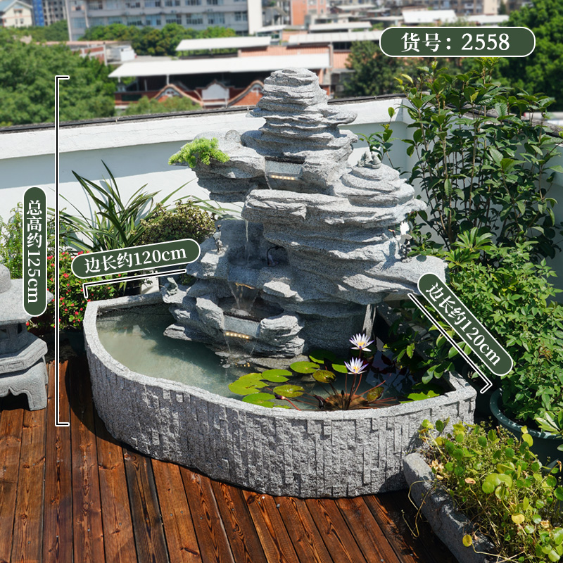 大型假山流水喷泉落地摆件花园阳台酒店门厅布置装饰造景庭院鱼池