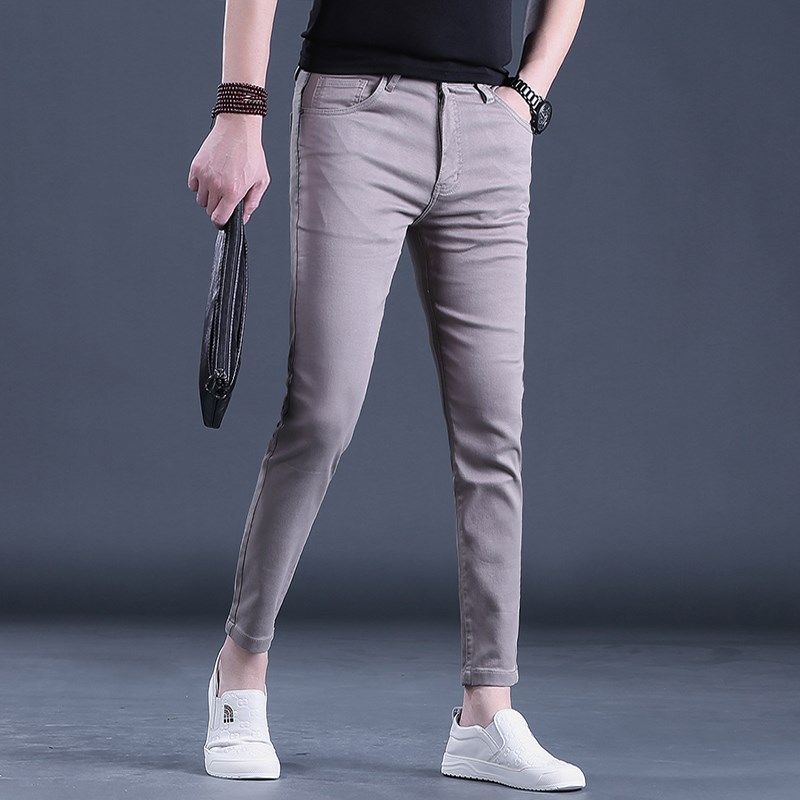 2024新款裤子男九分裤男士牛仔裤潮流修身小脚9分休闲裤夏季男裤,男装,牛仔裤,淘宝优惠券,粉丝福利购,淘宝优惠卷