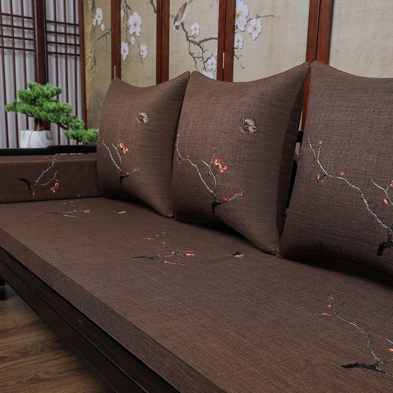 中式红木沙发坐垫古典实木家具沙发垫带L靠背加厚海绵防滑坐垫套