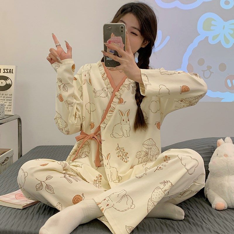 月子服春秋3月份a类纯棉产后4产妇哺乳期孕妇P睡衣夏季薄款可外穿