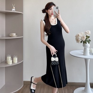 孕妇装连衣裙夏款时尚条纹针织裙子夏季中长款洋气减龄Z无袖吊带