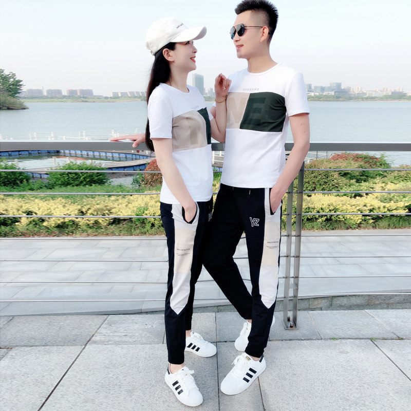 短袖t恤男夏季潮牌男装一套搭配帅气潮流夏装情侣休闲运动男套装