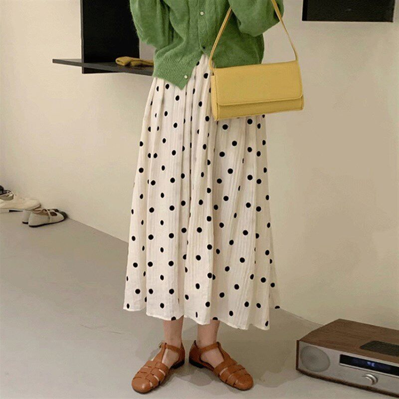 孕妇圆点半身裙夏季薄款2024新款韩版百搭La字宽松中长款大摆伞裙
