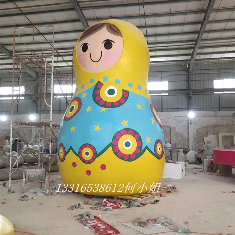 现代简约美c陈套娃不倒翁卡通造型娃娃雕塑玻璃钢拍照道具模型定