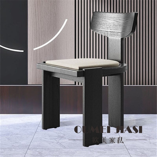 欧式餐椅实木家用酒店咖啡厅复古姹寂风北欧休闲椅展厅样板间椅子