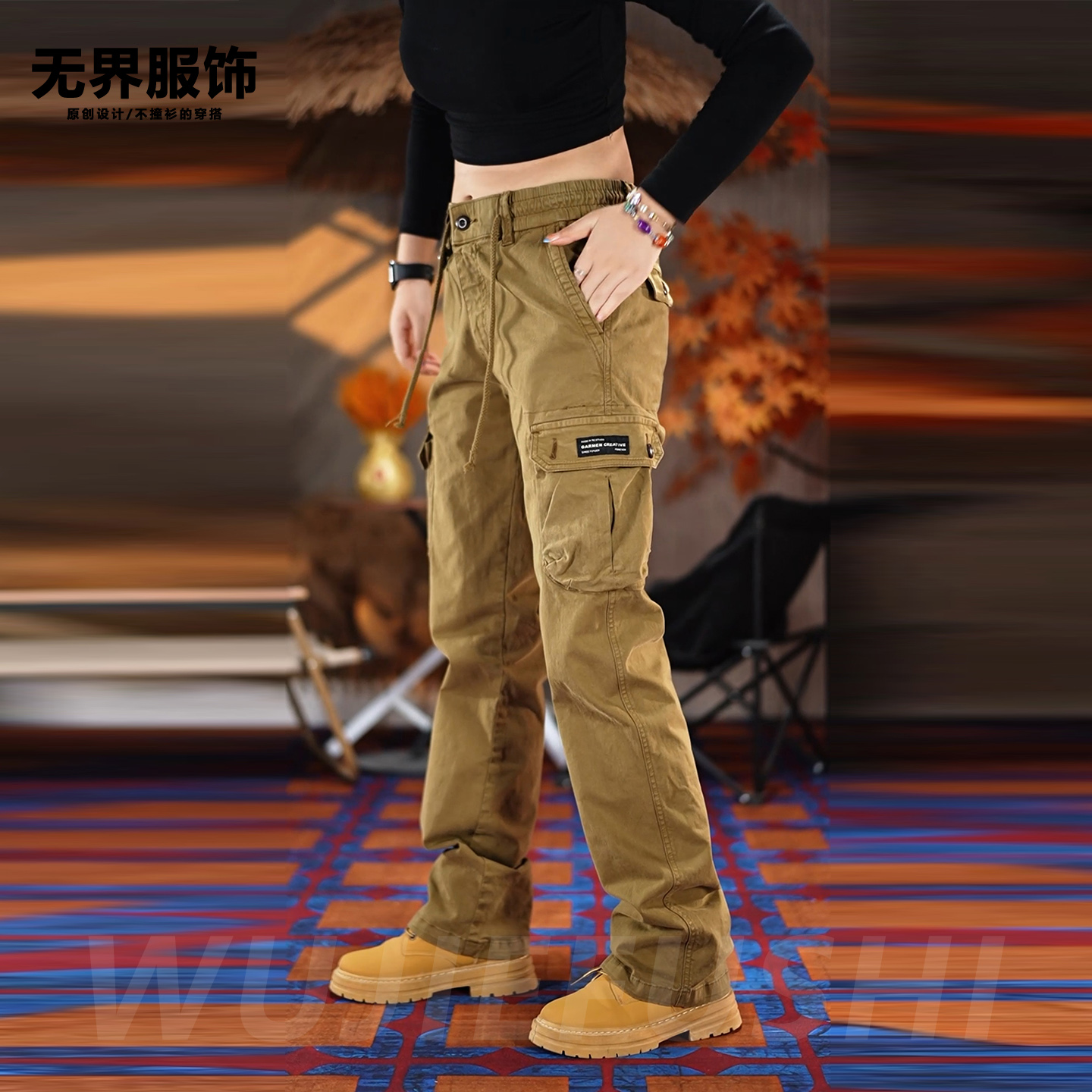 美式复古工装裤男士2025新款春秋季宽松直筒百搭长裤重磅休闲裤子