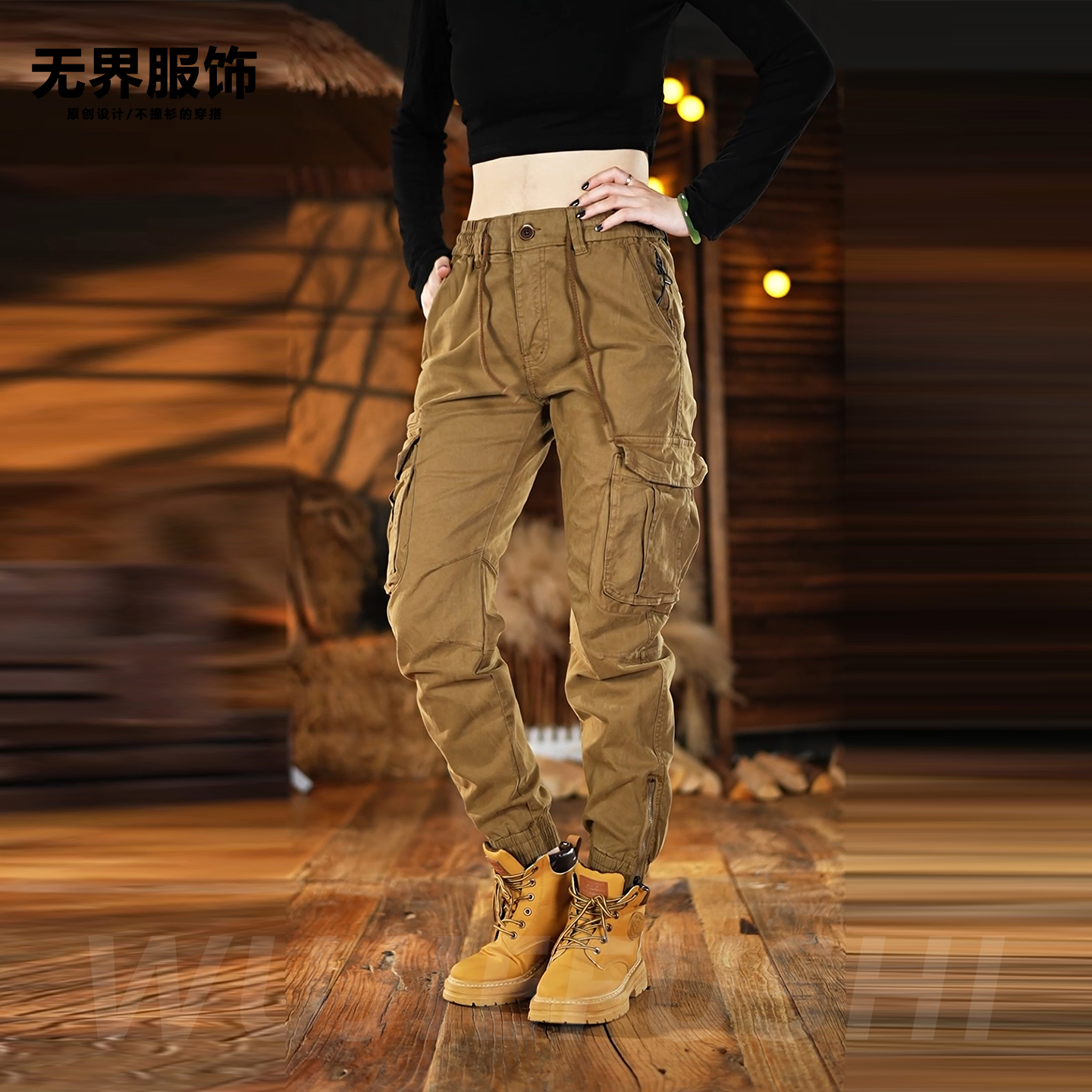 美式复古工装裤子男春秋款