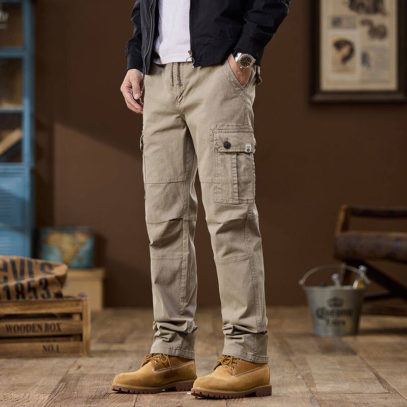 2026春夏新款美式户外男士工装裤潮牌裤子复古直筒休闲多口袋长裤