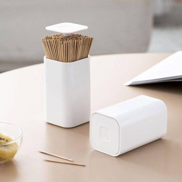 简约两用牙签盒家用档按压式自动弹出棉签收纳盒创意轻奢牙签筒,收纳整理,首饰盒,淘宝优惠券,粉丝福利购,淘宝优惠卷