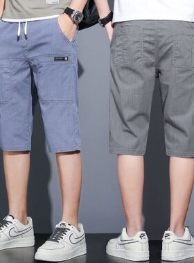 牛仔短裤男夏季薄款六兜7分裤潮牌宽松直筒舒适中裤男士七分裤子