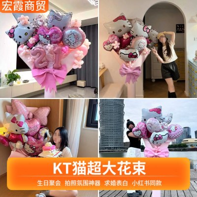 爆款KT猫超大气球花束diy材料包七夕情人节生日气球派对布置拍照图片