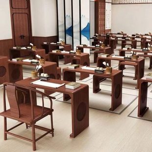 书法桌国学桌实木家用仿古中式古典围棋桌椅培训班学生课教室