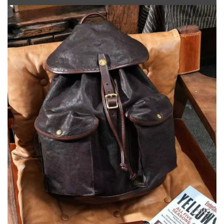 【YUAN】复古风真皮男女大容量做旧背包户外-L11191