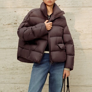 艾诺丝商场同款2025冬新款休闲宽松白鸭绒立领羽绒服外套AR004141